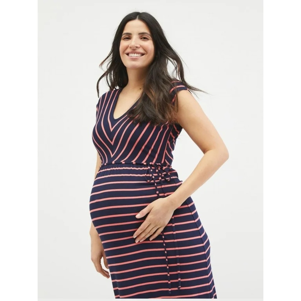 Motherhood Maternity striped v-neck maxi dress